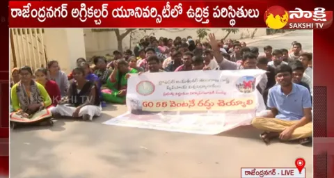 Rajendranagar Agriculture University Students Protest On Road