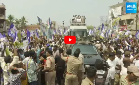CM YS Jagan Bus Yatra Visuals At Gannavaram