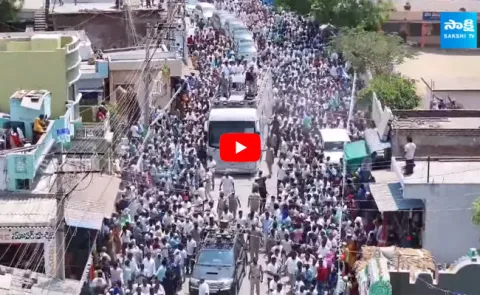 CM YS Jagan Convoy Drone Visuals At Kurichedu