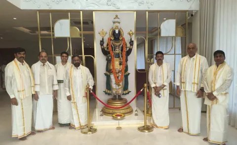 Nats invited tirumala sri venkateswara swamy for teugu sambaralu