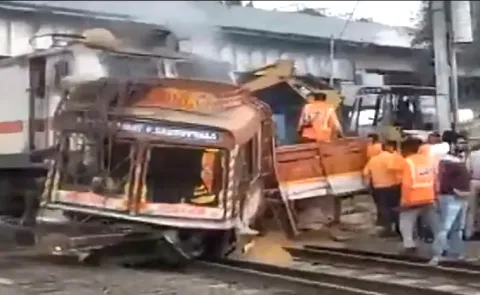 Container Truck and Freight Train Collide in Amethi