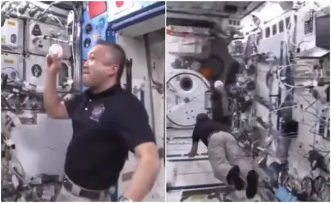 Astronaut Koichi Wakata Plays Solo Baseball In Space