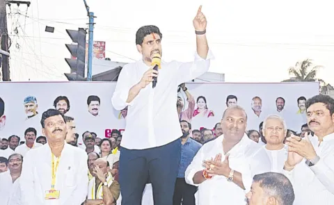 Locals protest during Minister Lokesh visit to Achyutapuram