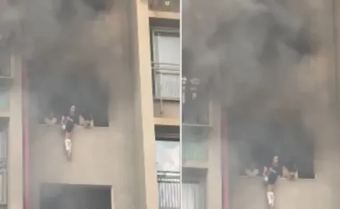 Ahmedabad Fire Dramatic Rescue Women, Kids Jump From Balcony