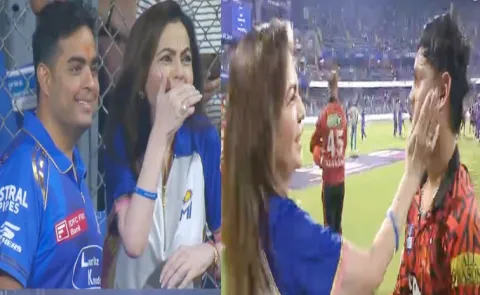 MI vs SRH: Ishan Kishan Walks up to Nita Ambani Receives Gentle Pat on Cheek