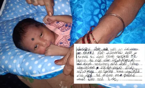 Mother Leaves Abandoned  baby Infant in Road