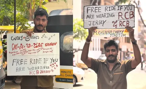 Bengaluru auto driver offers free rides to RCB Fans