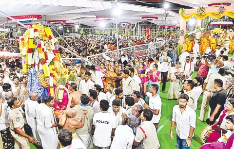 Bhadrachalam is decorated for the wedding of Sita and Rama