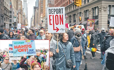 American take to streets in protest over Trump admin policies