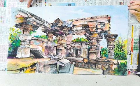 Live Sketching On The Splendor Of Kakatiya Architecture At Hyderabad