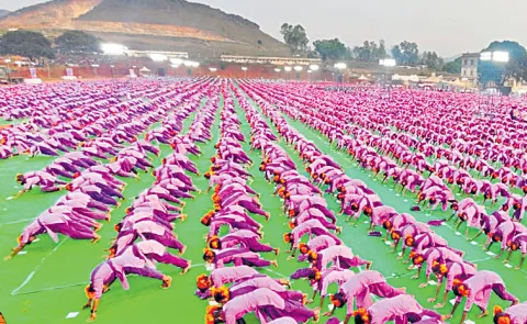 Students perform 108 surya namaskars creates World Record