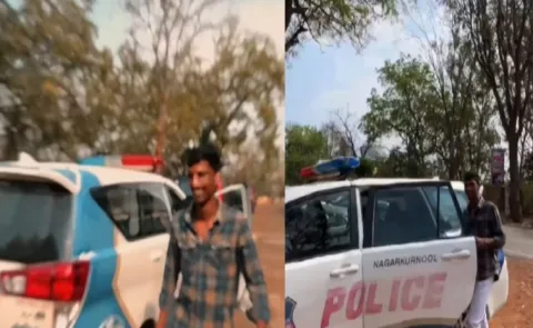 Reels With Police vehicle video goes viral from nagarkurnool
