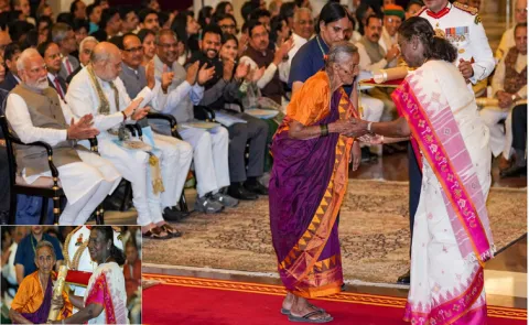 96 Year Old Bhimavva Shillekyathara Kannada puppeteer honoured Padma Shri 