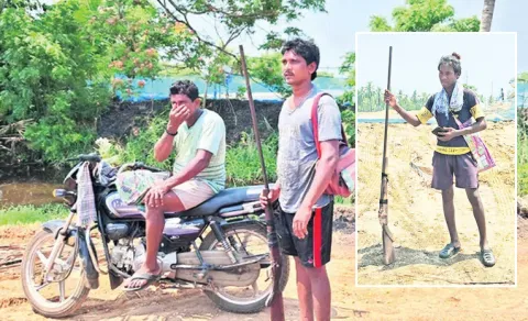Hunters with shotguns in Eluru