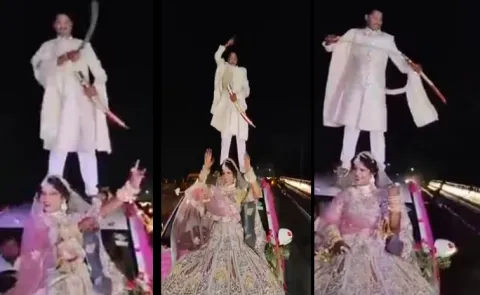Gwalior newlywed couple performed a risky dance: Viral video14
