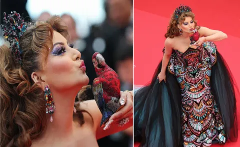 Cannes 2025 Urvashi Rautela Spills Magic On Red Carpet Crystal Parrot Clutch8