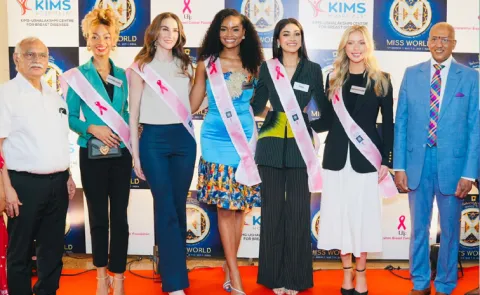 Miss World contestants visit KIMS Usha Lakshmi Breast Center