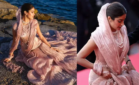 Janhvi Kapoor Makes Cannes Debut Sculpted Dress With Ghoonghat12