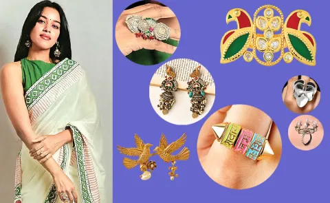 Mirnalini Ravi Inspired Traditional Earrings And Finger Rings14
