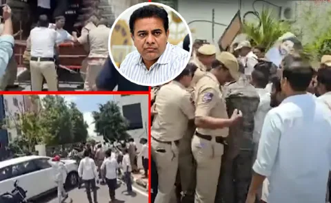 Congress Leaders Besiege KTR Camp Office In Sircilla