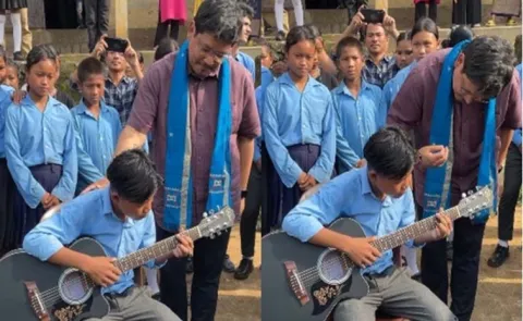 Meghalaya Chief Minister Conrad Sangma Helps Student With Guitar Chords
