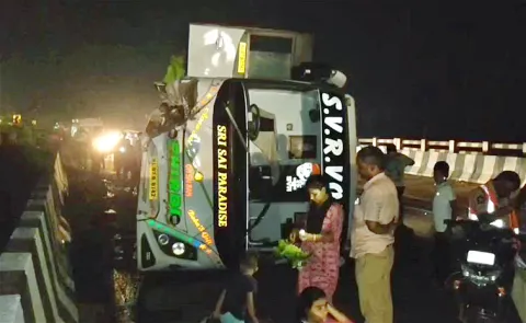 private travels bus accident in eluru district