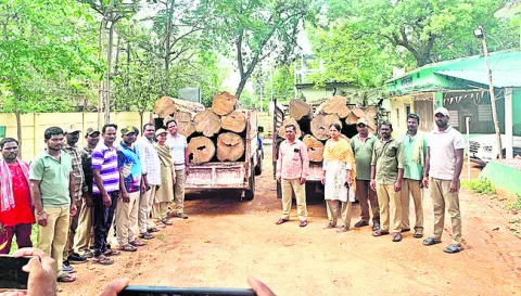 టేకు కలప స్వాధీనం
