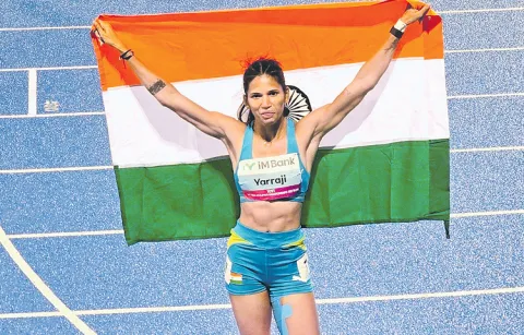 Jyoti Yarraji retains gold medal in 100m hurdles