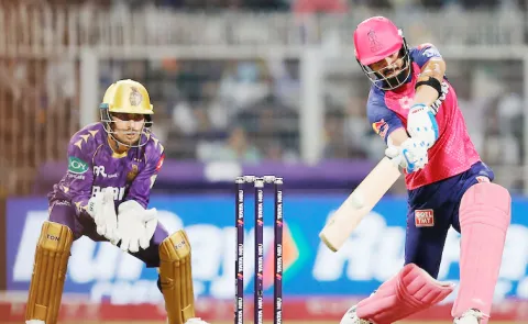 KKR Vs RR: Riyan Parag hits 5 Sixes In Single Over But Misses Century6