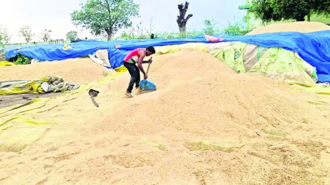 అకాల వర్షం.. తడిసిన ధాన్యం