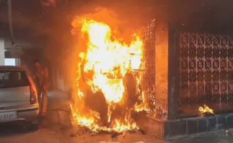 TDP Goons Set Fire Eluru Sakshi Office Visuals1