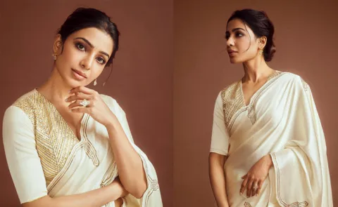 Samantha Ruth Prabhu Satin Silk Saree Decoding 1930s Art Deco Glamour13