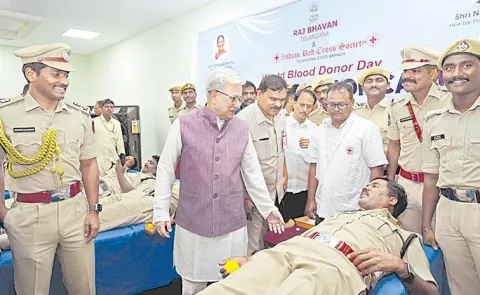  Governor Jishnu Dev Varma inaugurates blood donation camp on World Blood Donor Day