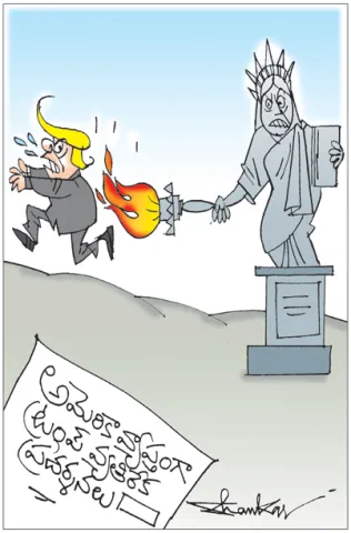 Sakshi Cartoon on Mass protests against Trump across US