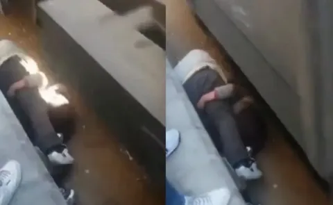 Dad shields his daughter with his body after she fell railway platform video viral13
