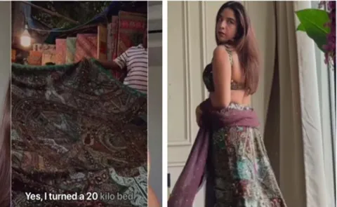 Delhi woman turns 20-kilo bedsheet into a pretty custom lehenga12