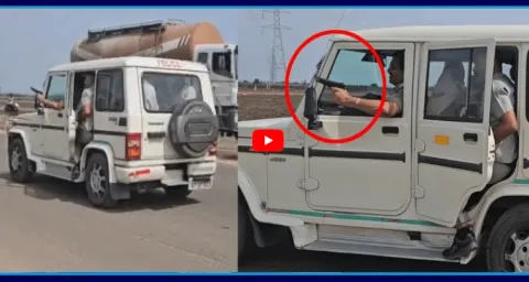 Tadipatri CI Sai Prasad Showing Revolver To YSRCP Activists 1