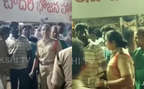 Congress Leaders Over Action With Lady SI At Khammam5