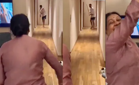 Shreyas Iyers Mother Wins Internet After Clean Bowling Son At Home