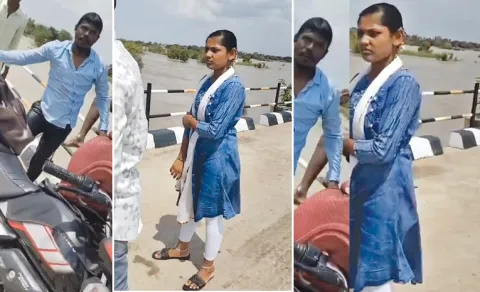 Wife Pushes Husband into River in Karnataka |
