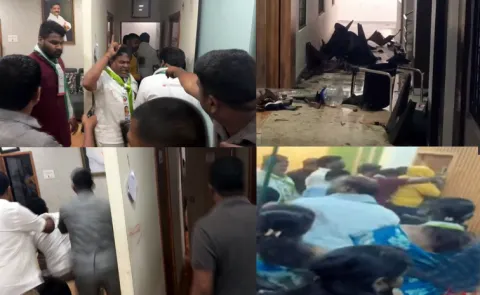 Jagruti Activists Attack Teenmar Mallanna Office3
