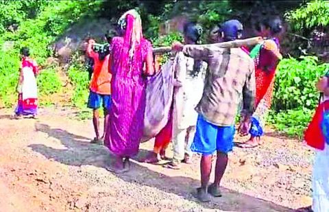 నిండు గర్భిణికి తప్పని డోలీమోత 