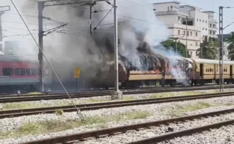 train fire accident at tirupati