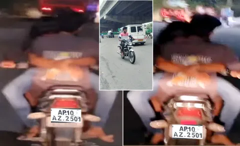 Couple Romantic Antics on Bike Cause a Stir in Hyderabad