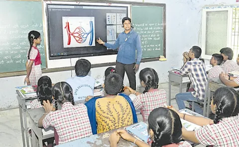 Modern teaching for students in Telangana government schools
