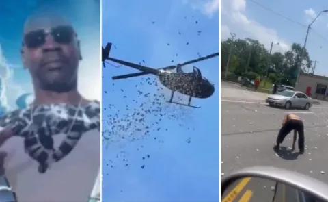 Viral Video: Thousands of dollars and rose petals dropping from a helicopter14