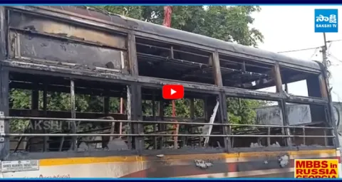 Ganja Gang Sets Fire to Parked RTC Bus at Tadakamalla Junction 1