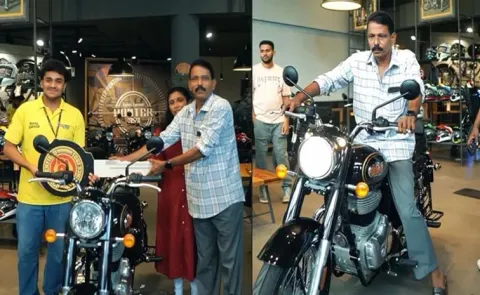 Kerala Man Surprises Father With Dream Bullet Bike After 14 Years
