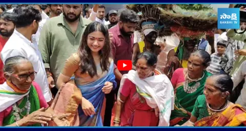 Actress Rashmika Mandanna Dance With Tribal Womens  1