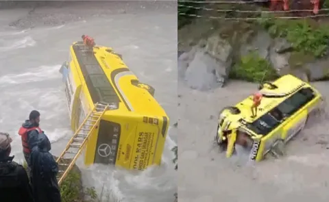 ITBP Jawans Bus fell down Kullan bridge Sindh River